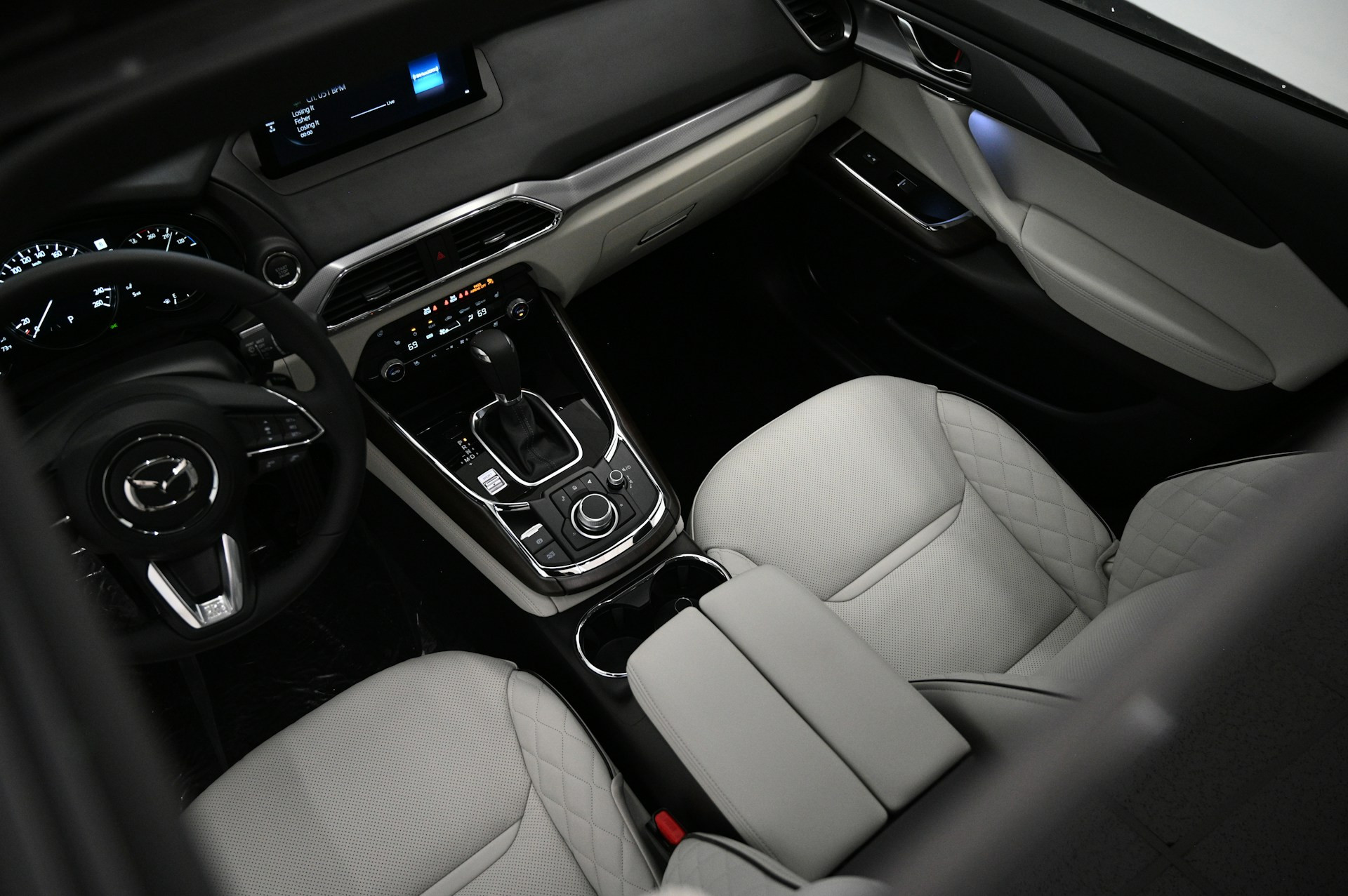 close-up of a new car interior
